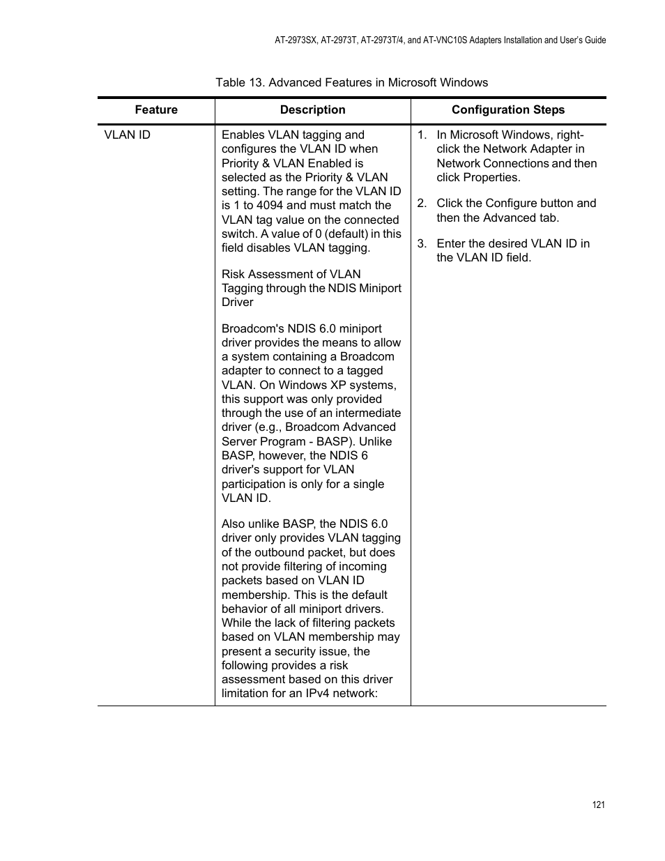 Allied Telesis NetExtreme II Adapters User Manual | Page 121 / 178