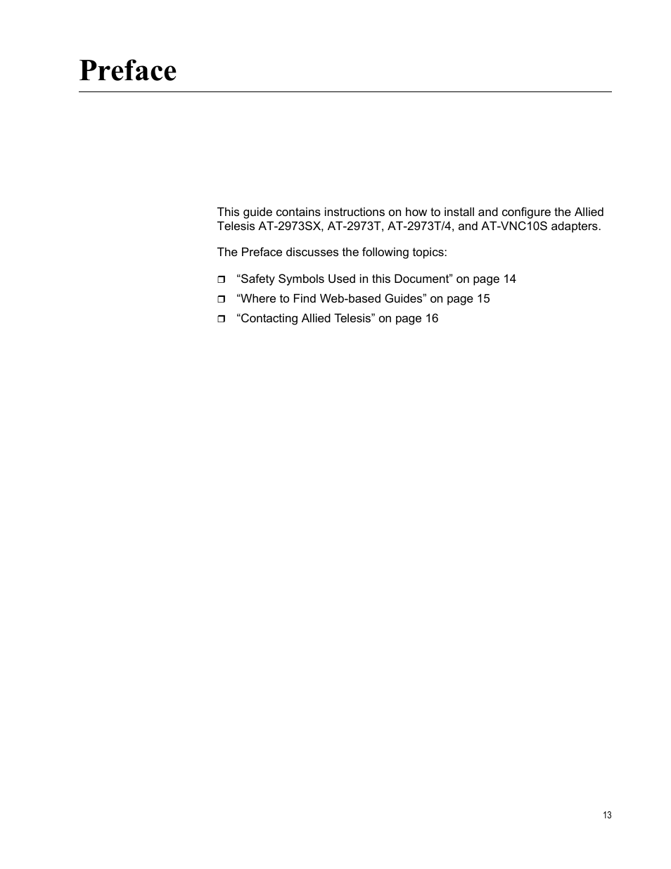 Preface | Allied Telesis NetExtreme II Adapters User Manual | Page 13 / 178