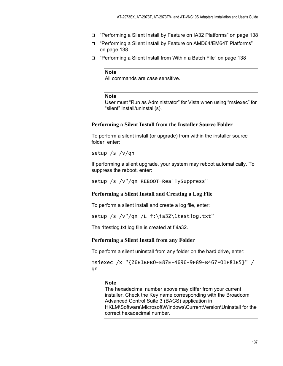 Allied Telesis NetExtreme II Adapters User Manual | Page 137 / 178