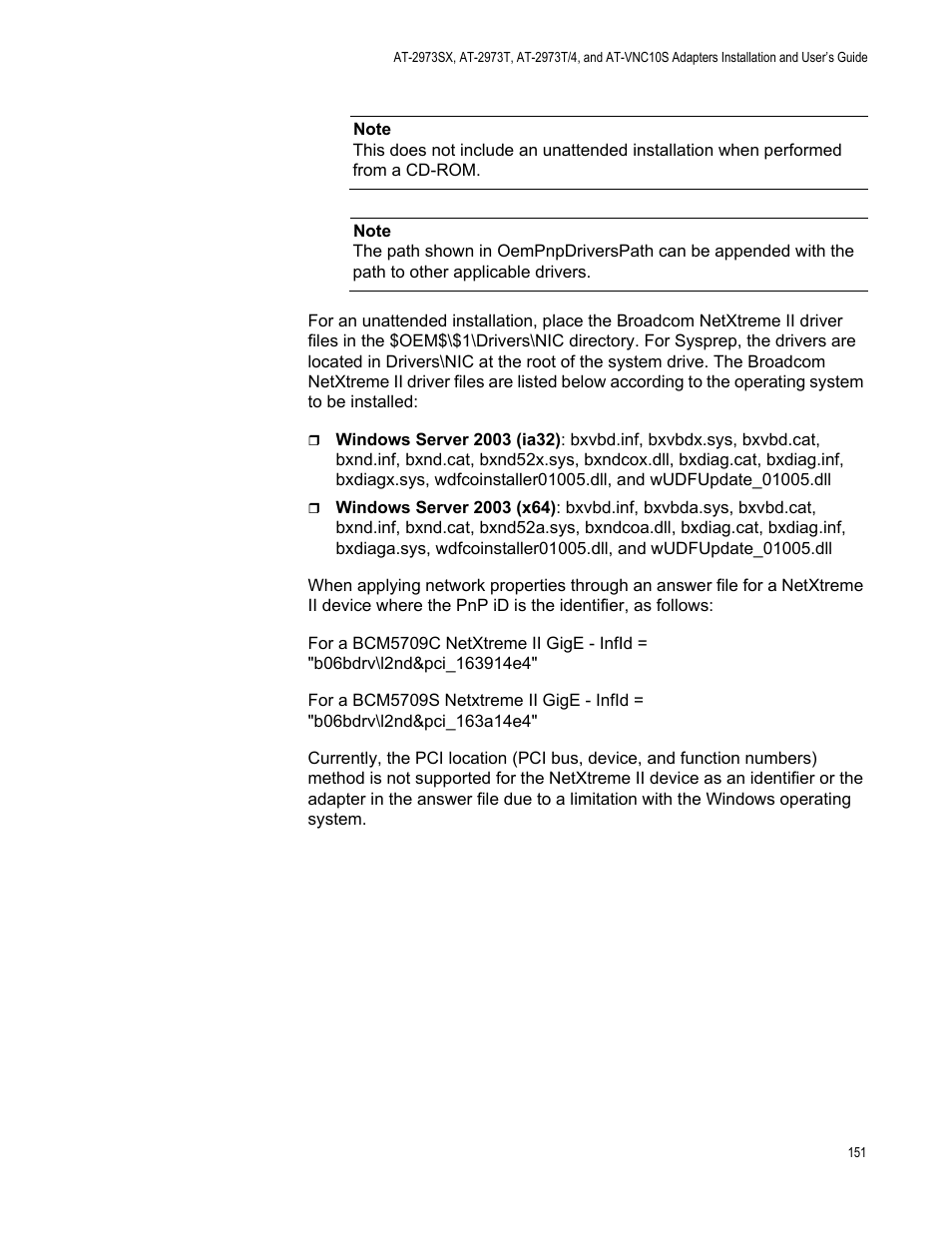 Allied Telesis NetExtreme II Adapters User Manual | Page 151 / 178