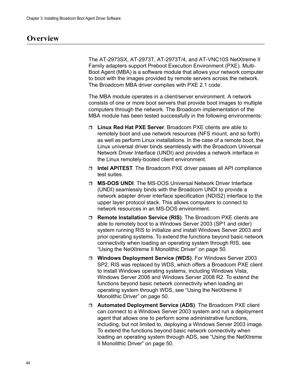 Overview | Allied Telesis NetExtreme II Adapters User Manual | Page 44 / 178