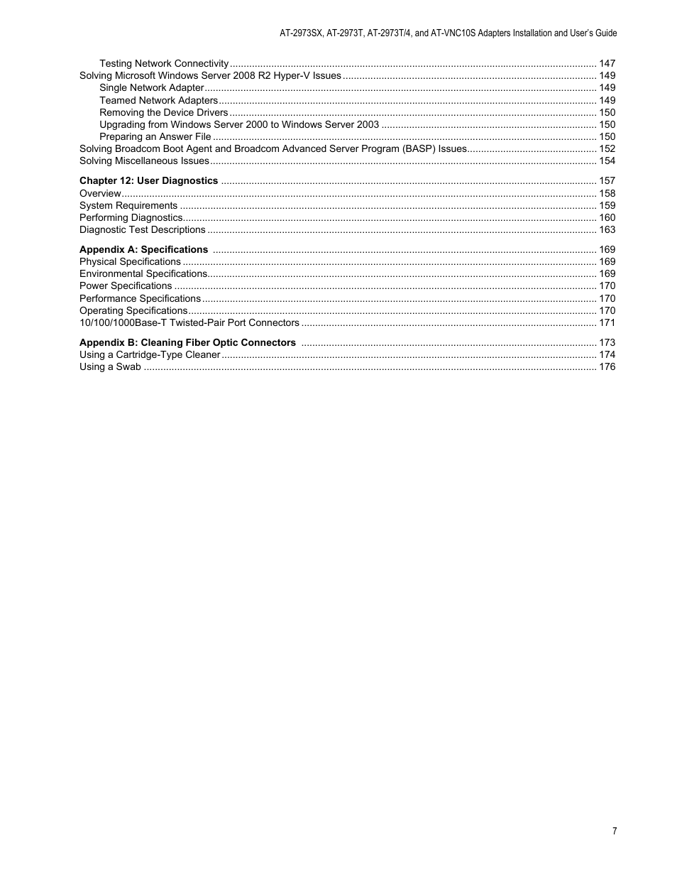 Allied Telesis NetExtreme II Adapters User Manual | Page 7 / 178