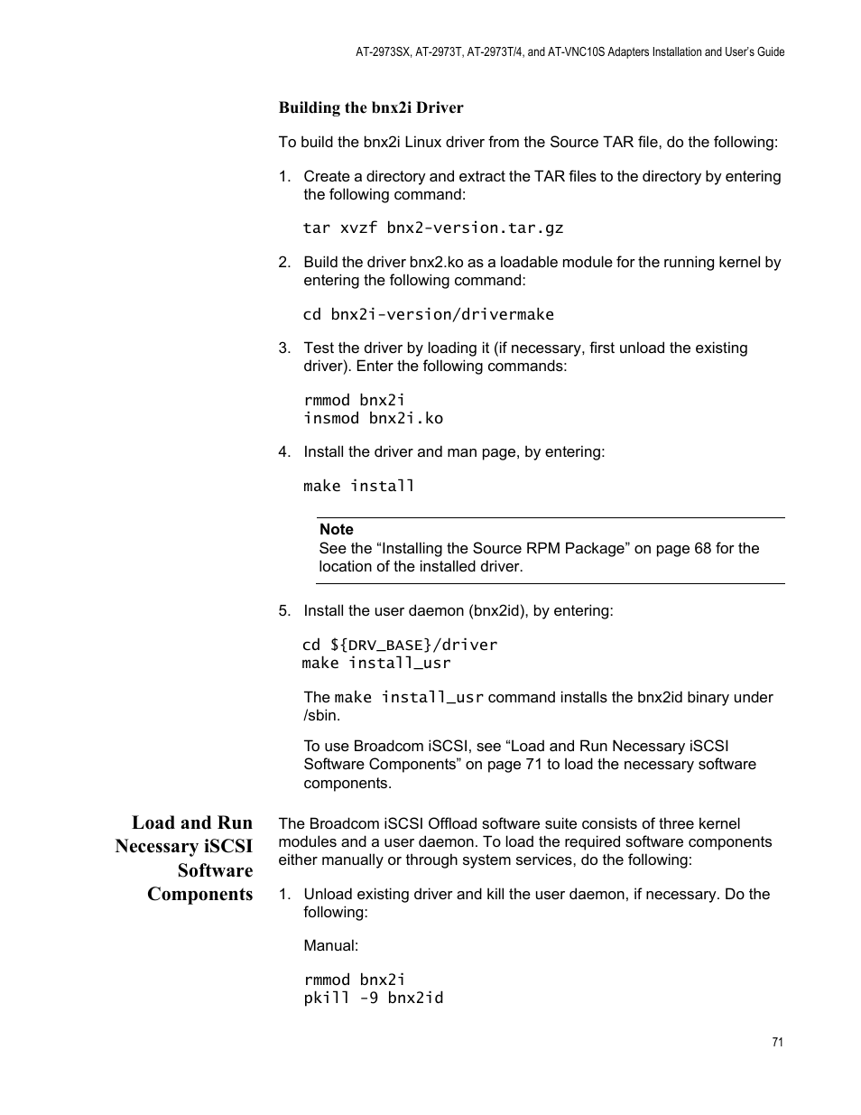 Load and run necessary iscsi software components | Allied Telesis NetExtreme II Adapters User Manual | Page 71 / 178