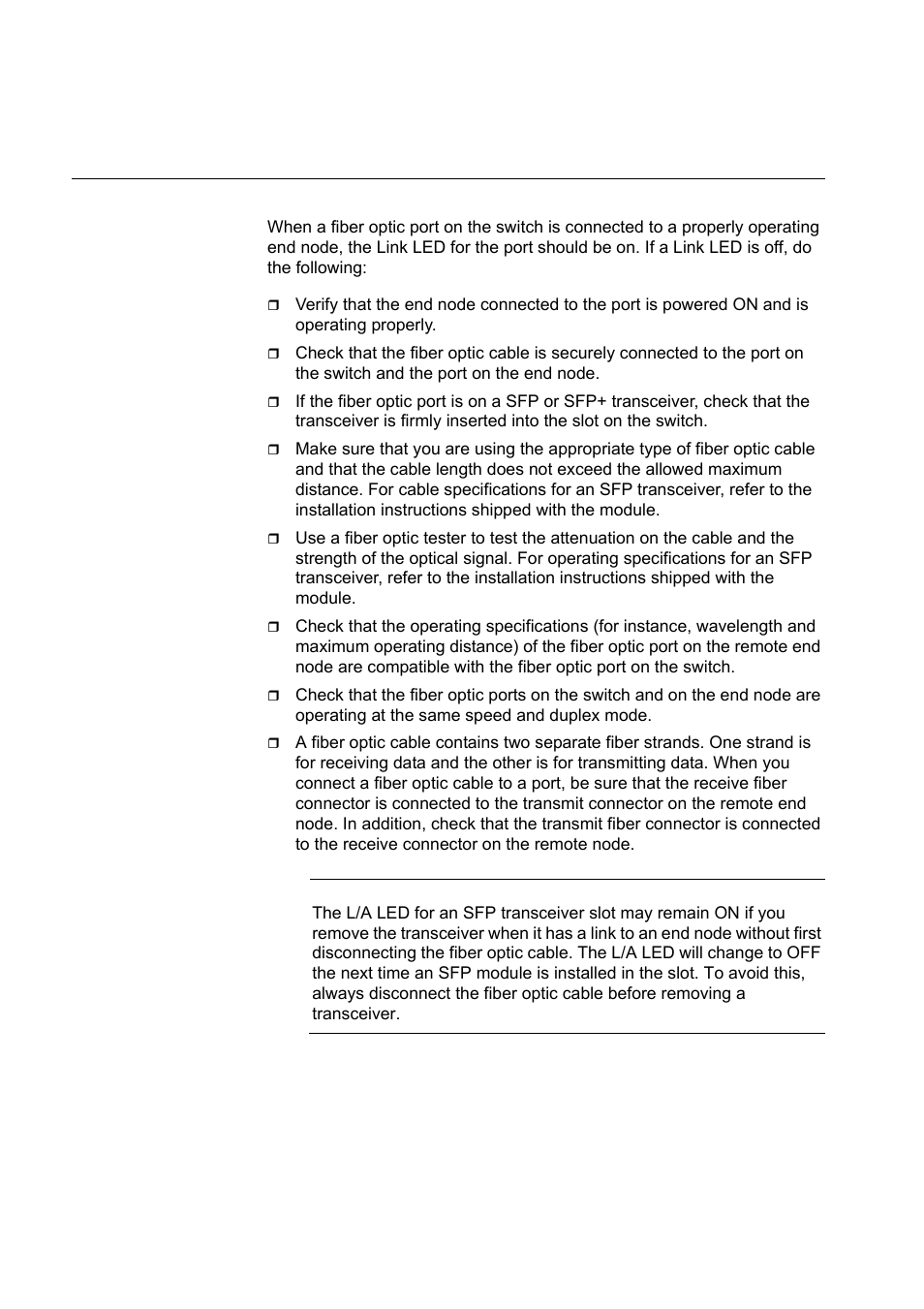 Sfp or sfp+ led is off | Allied Telesis x610 Series Layer 3 User Manual | Page 106 / 120
