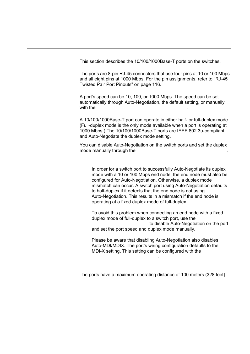 10/100/1000base-t ports, Connector type, Speed | Duplex mode, Maximum distance | Allied Telesis x610 Series Layer 3 User Manual | Page 29 / 120