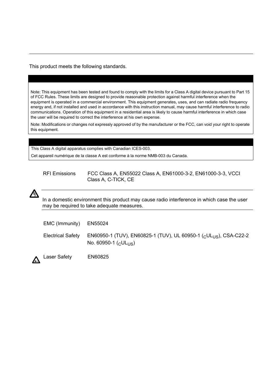 Electrical safety and emissions standards | Allied Telesis x610 Series Layer 3 User Manual | Page 3 / 120