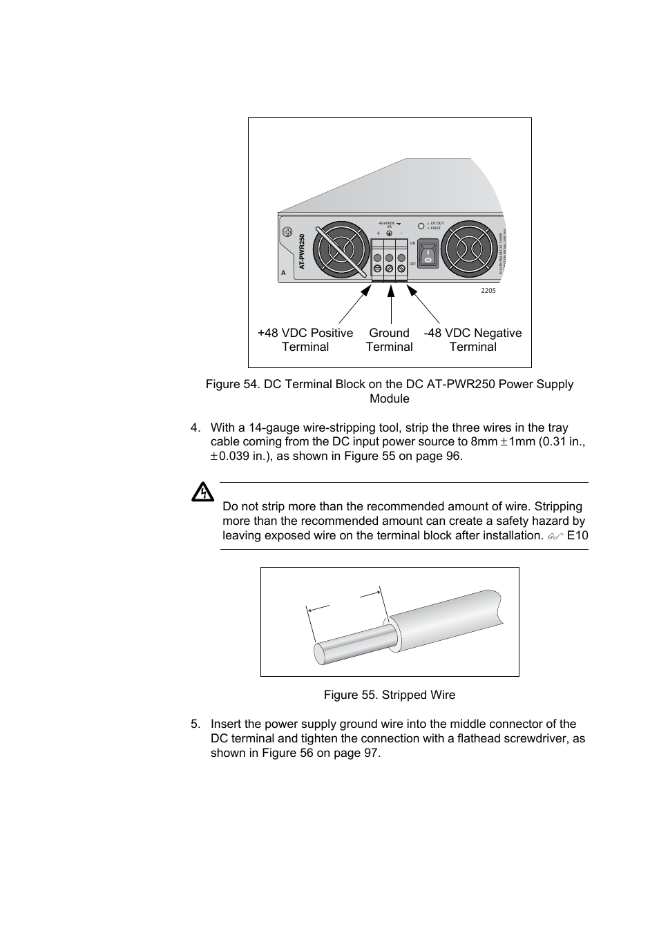 Figure 55. stripped wire | Allied Telesis x610 Series Layer 3 User Manual | Page 96 / 120