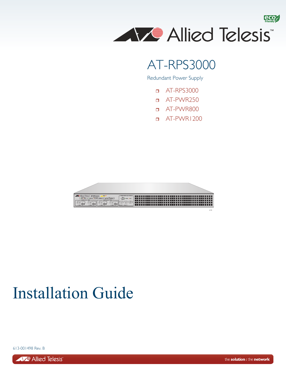 Allied Telesis AT-RPS3000 User Manual | 92 pages