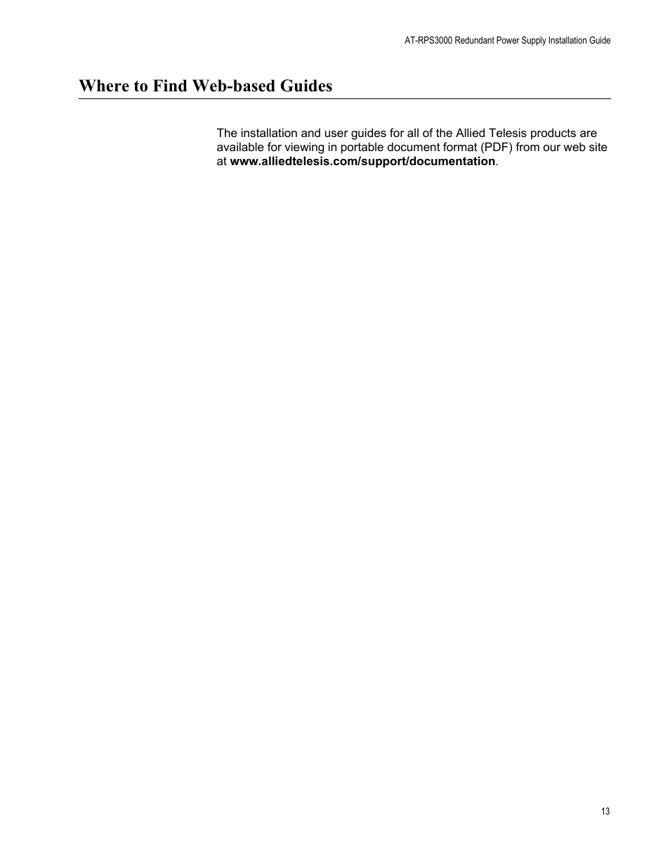 Where to find web-based guides | Allied Telesis AT-RPS3000 User Manual | Page 13 / 92
