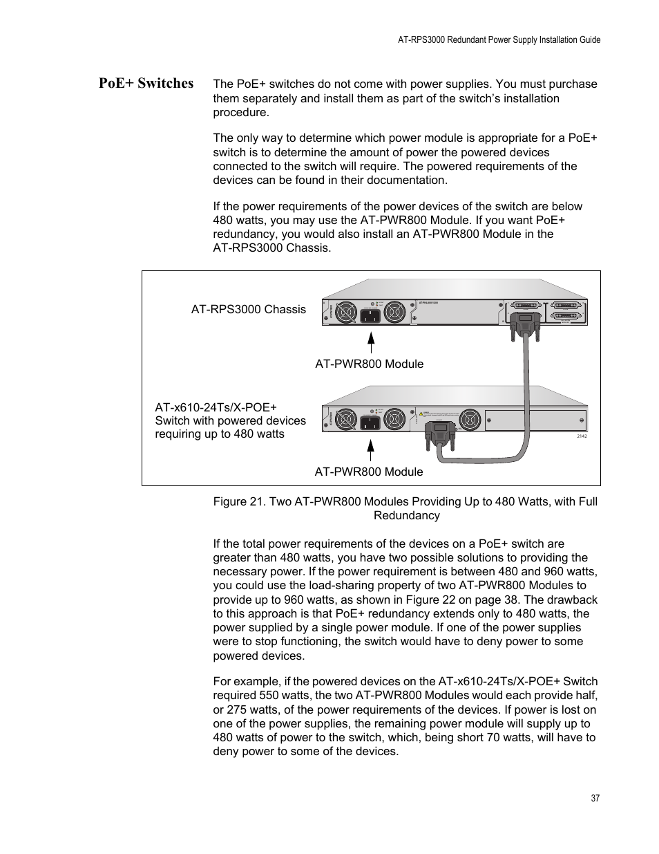 Poe+ switches | Allied Telesis AT-RPS3000 User Manual | Page 37 / 92