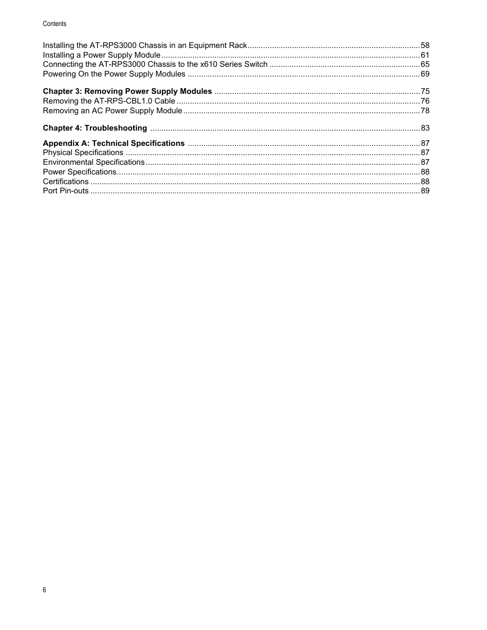 Allied Telesis AT-RPS3000 User Manual | Page 6 / 92