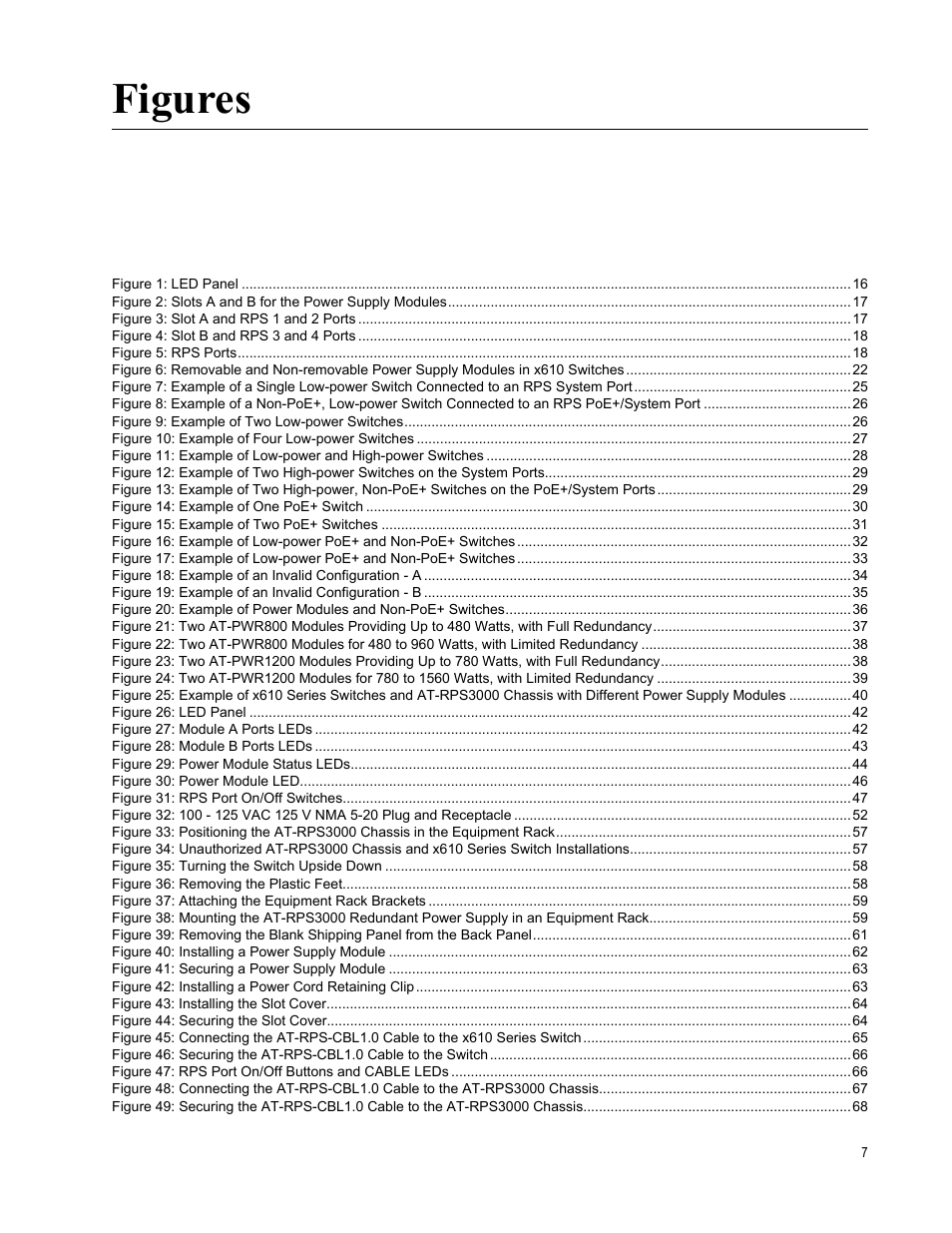 Figures | Allied Telesis AT-RPS3000 User Manual | Page 7 / 92