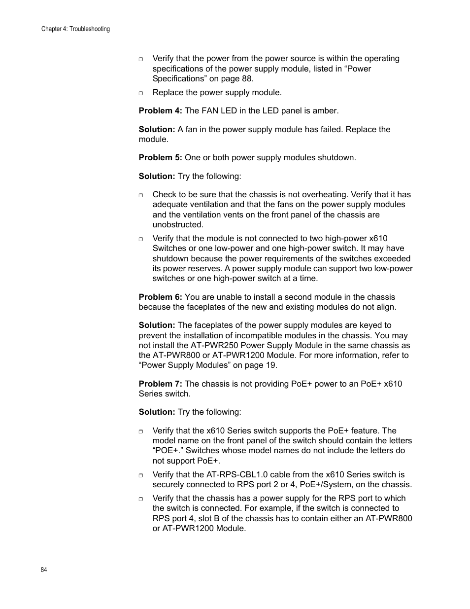 Allied Telesis AT-RPS3000 User Manual | Page 84 / 92