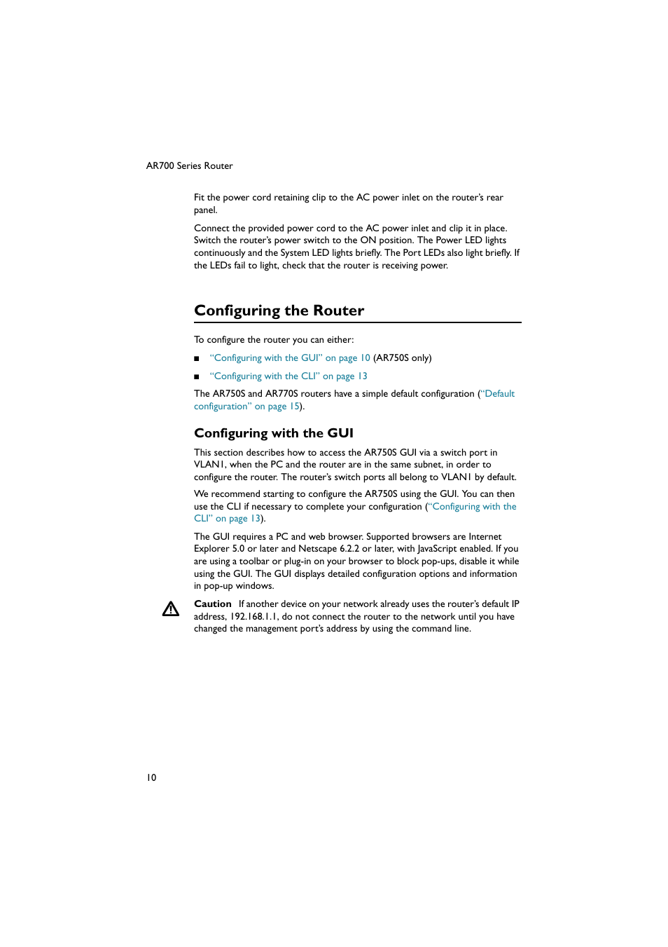 Configuring the router, Configuring with the gui | Allied Telesis AR700 Series Router User Manual | Page 11 / 38