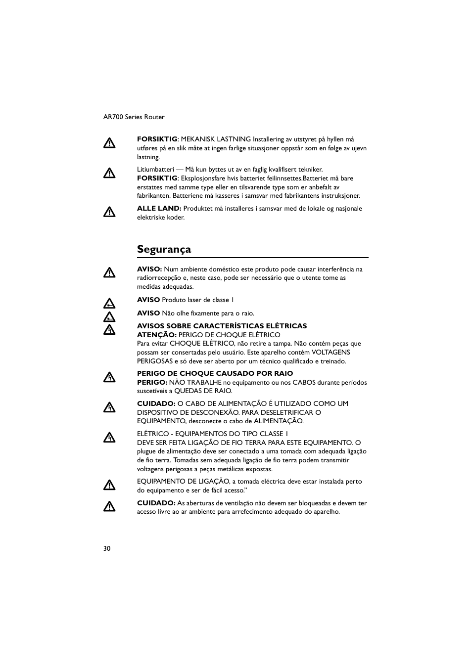 Segurança | Allied Telesis AR700 Series Router User Manual | Page 31 / 38