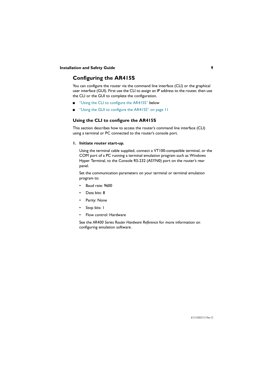 Configuring the ar415s | Allied Telesis AR400 Series Router User Manual | Page 10 / 54