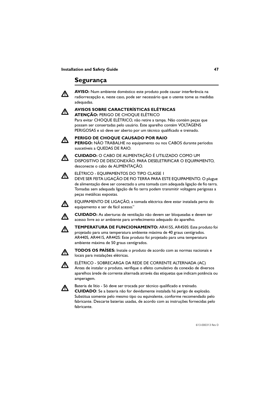 Segurança | Allied Telesis AR400 Series Router User Manual | Page 48 / 54