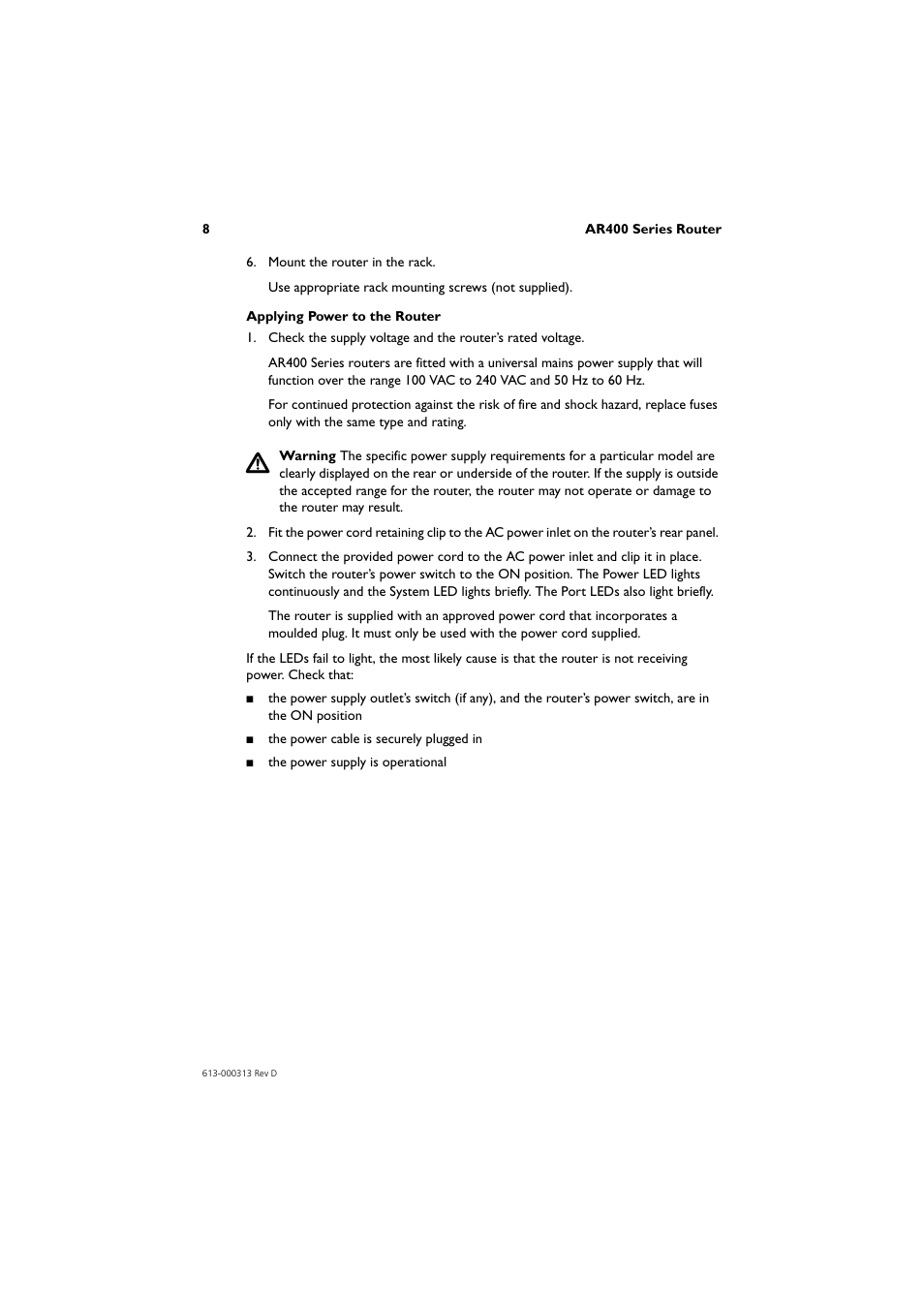 Allied Telesis AR400 Series Router User Manual | Page 9 / 54