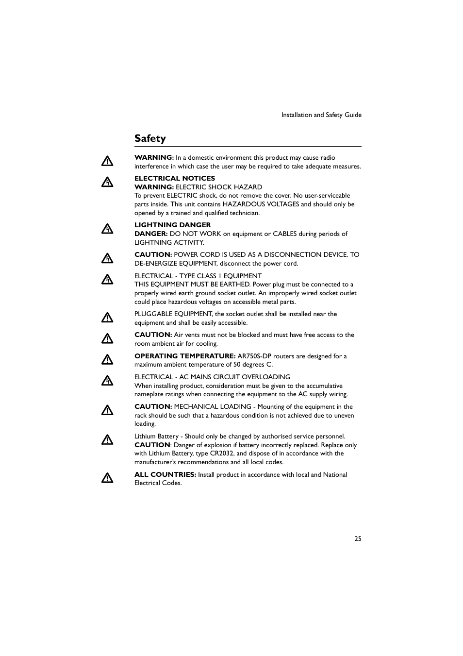 Safety | Allied Telesis AR750S-DP Secure VPN Router User Manual | Page 26 / 50