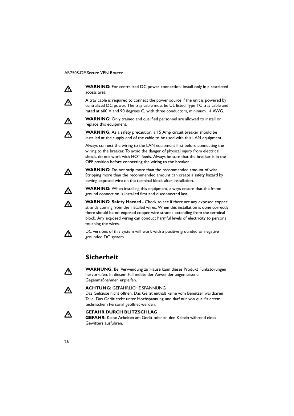 Sicherheit | Allied Telesis AR750S-DP Secure VPN Router User Manual | Page 27 / 50