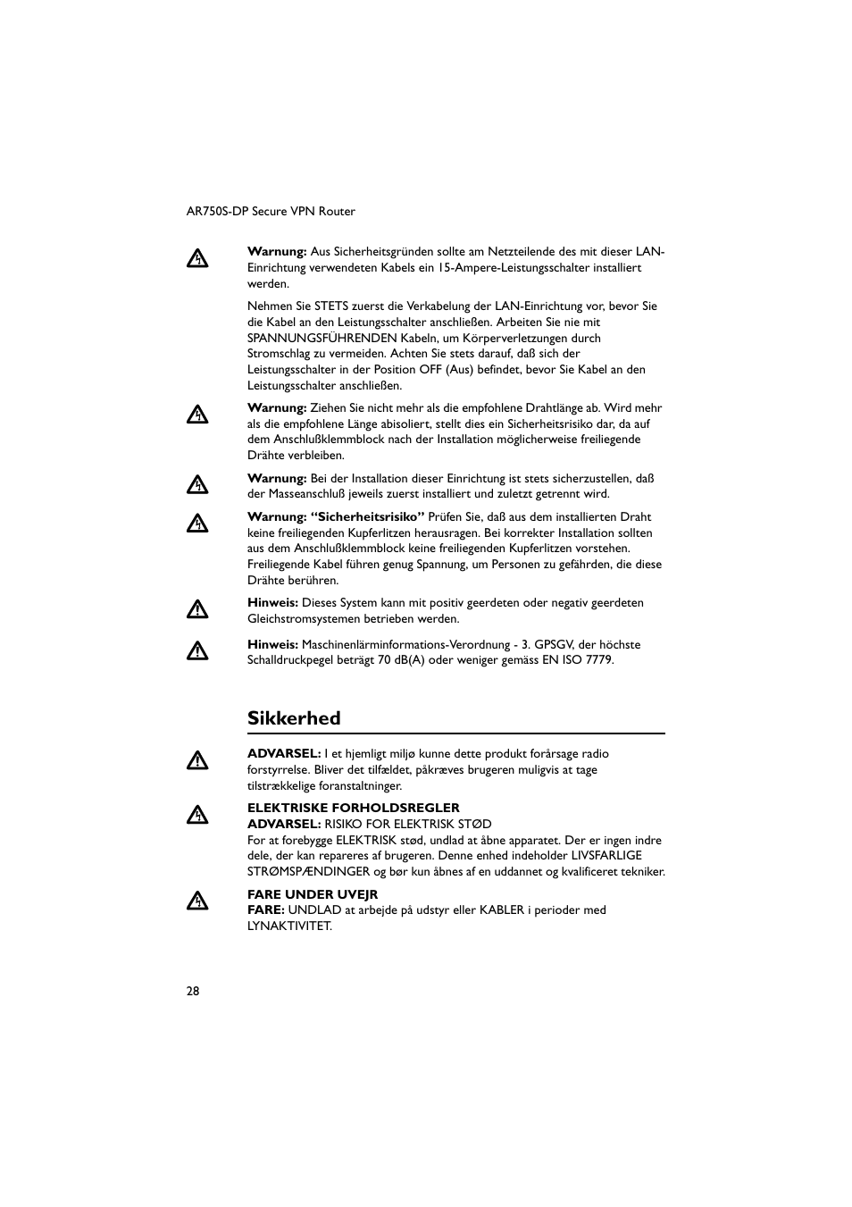 Sikkerhed | Allied Telesis AR750S-DP Secure VPN Router User Manual | Page 29 / 50