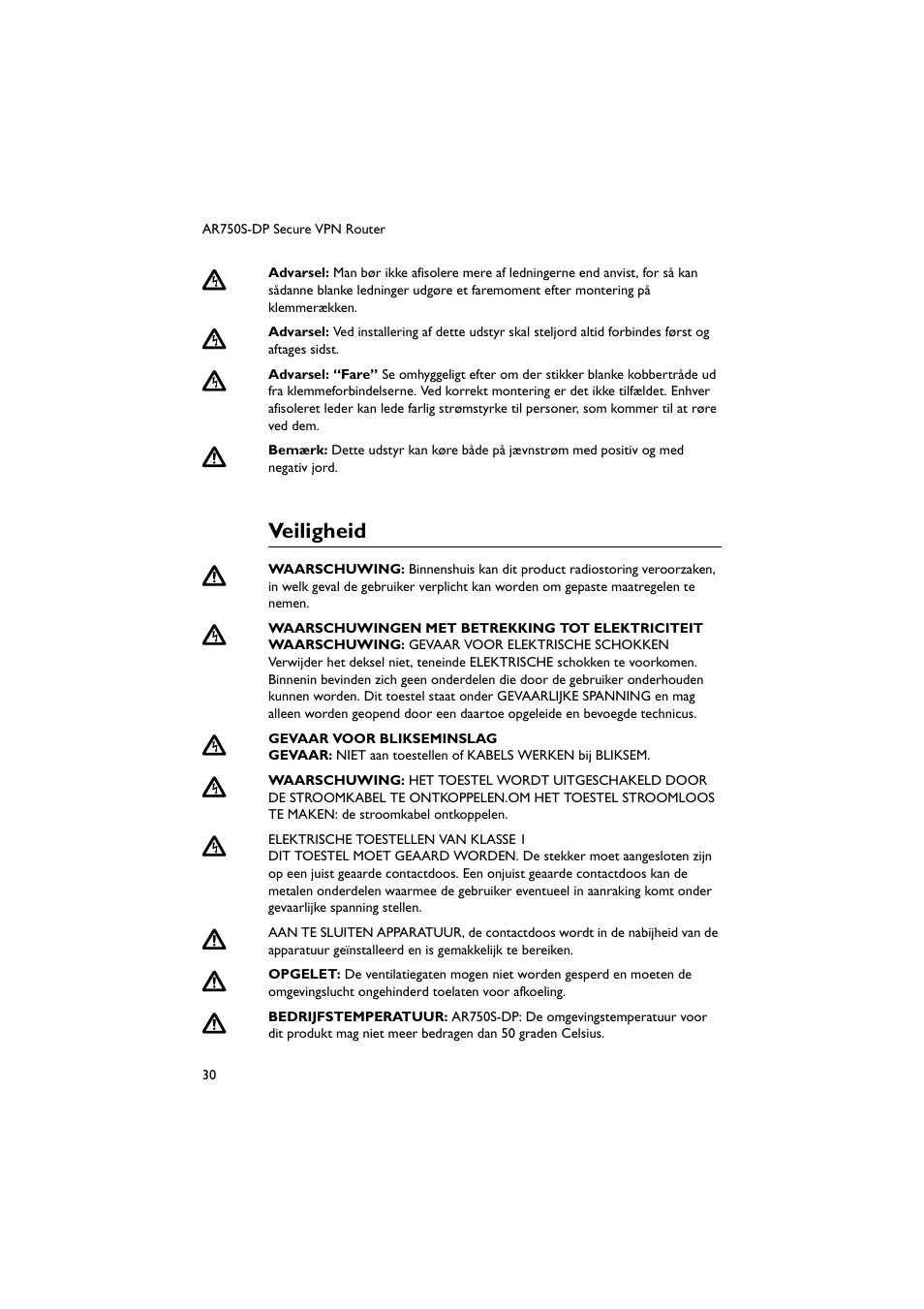 Veiligheid | Allied Telesis AR750S-DP Secure VPN Router User Manual | Page 31 / 50