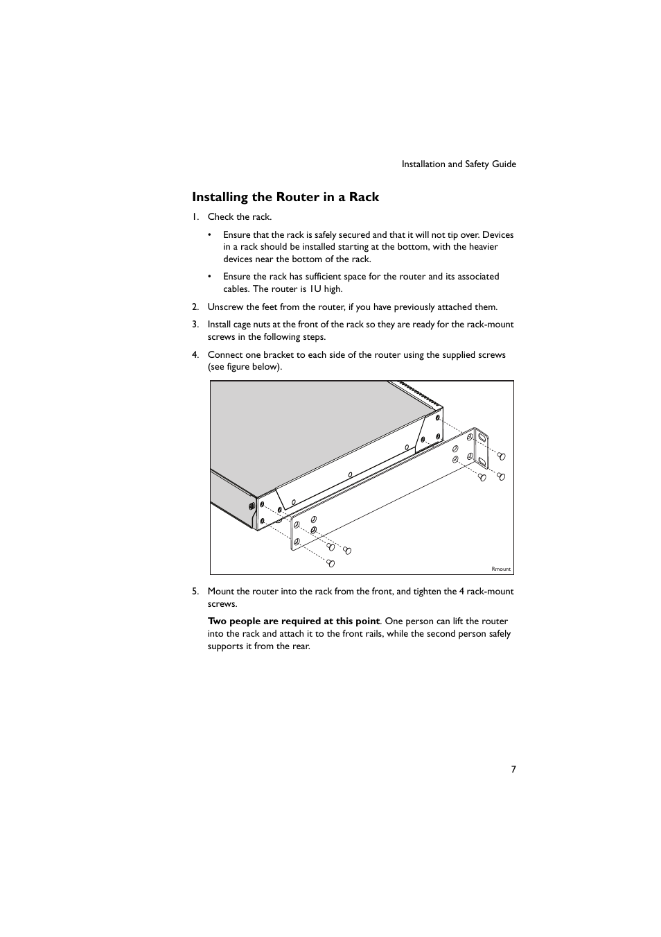 Installing the router in a rack | Allied Telesis AR750S-DP Secure VPN Router User Manual | Page 8 / 50