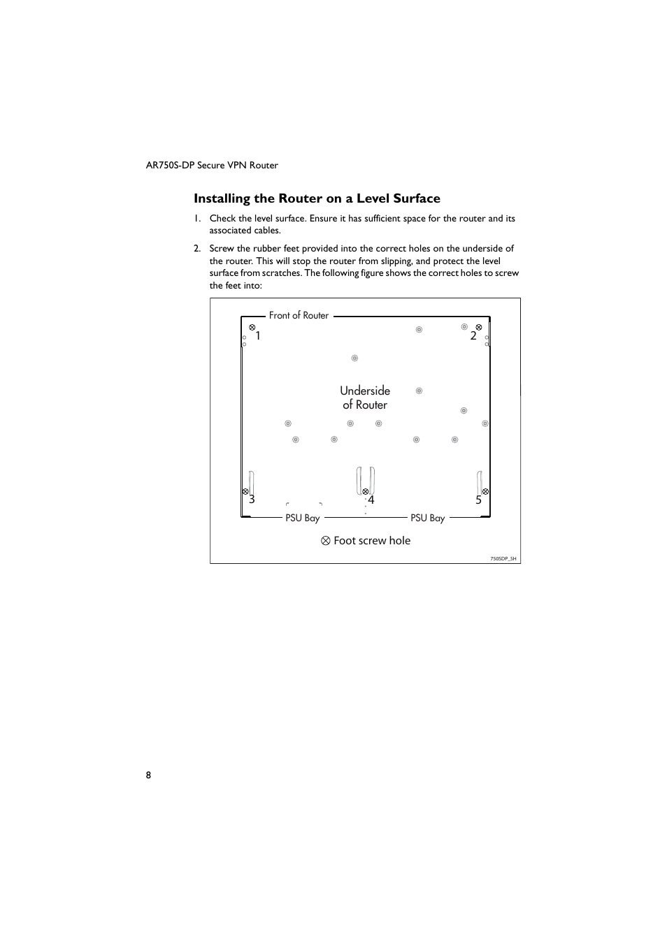 Installing the router on a level surface | Allied Telesis AR750S-DP Secure VPN Router User Manual | Page 9 / 50