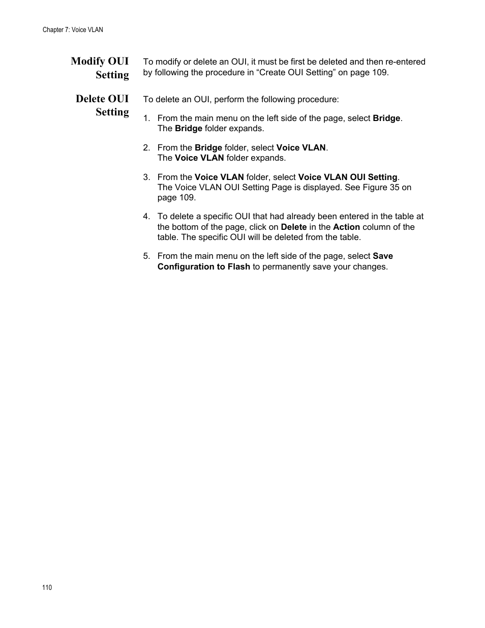 Modify oui setting, Delete oui setting, Modify oui setting delete oui setting | Allied Telesis AT-GS950/8 User Manual | Page 110 / 364