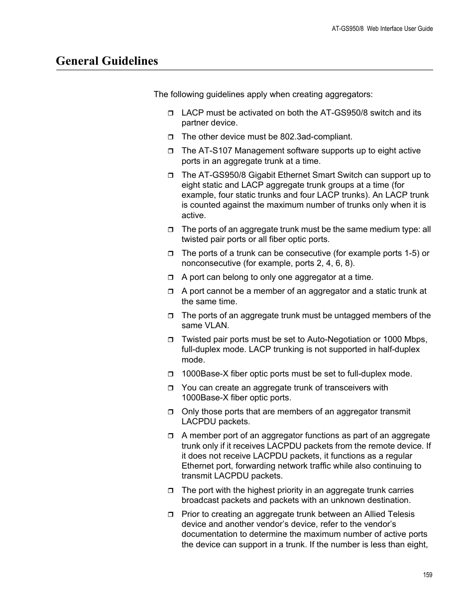 General guidelines | Allied Telesis AT-GS950/8 User Manual | Page 159 / 364