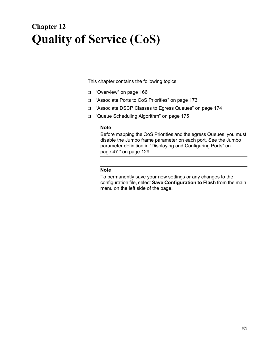 Chapter 12, Quality of service (cos), Chapte | Allied Telesis AT-GS950/8 User Manual | Page 165 / 364