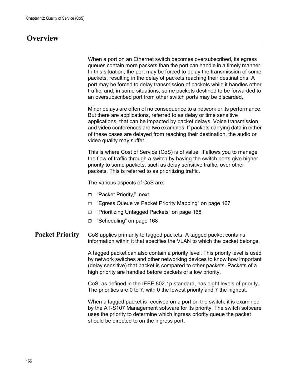 Overview, Packet priority | Allied Telesis AT-GS950/8 User Manual | Page 166 / 364