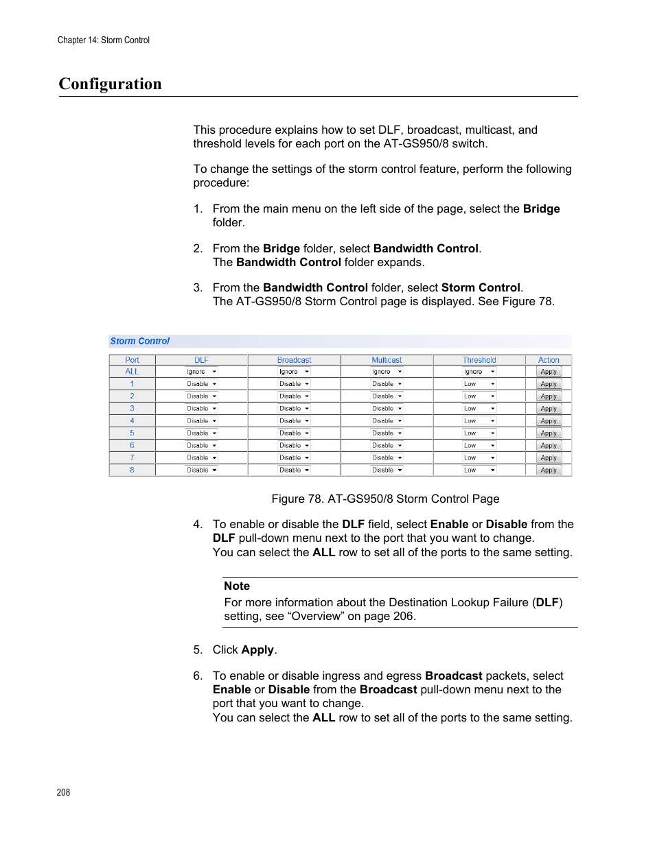 Configuration | Allied Telesis AT-GS950/8 User Manual | Page 208 / 364