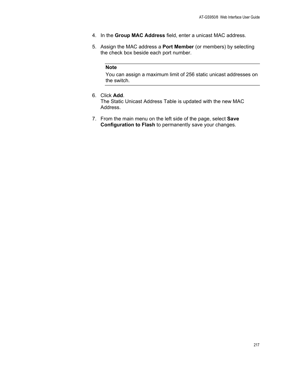 Allied Telesis AT-GS950/8 User Manual | Page 217 / 364