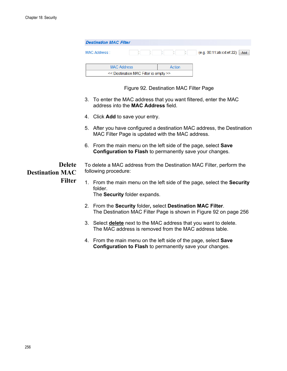 Delete destination mac filter | Allied Telesis AT-GS950/8 User Manual | Page 256 / 364