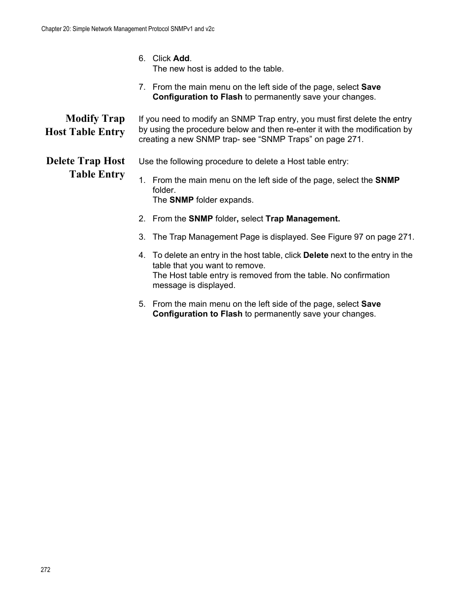 Modify trap host table entry, Delete trap host table entry | Allied Telesis AT-GS950/8 User Manual | Page 272 / 364