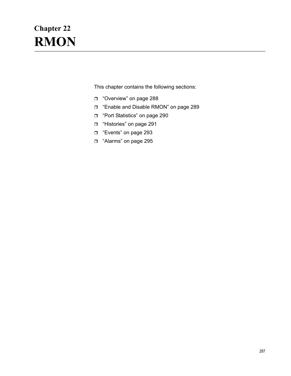 Chapter 22, Rmon | Allied Telesis AT-GS950/8 User Manual | Page 287 / 364