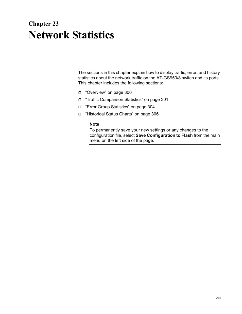 Chapter 23, Network statistics | Allied Telesis AT-GS950/8 User Manual | Page 299 / 364