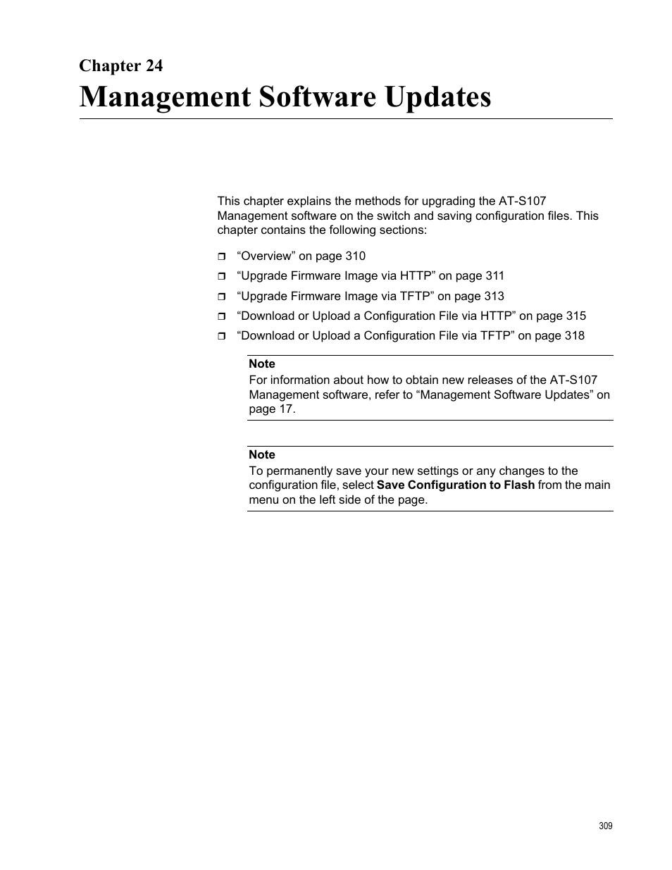 Chapter 24, Management software updates | Allied Telesis AT-GS950/8 User Manual | Page 309 / 364