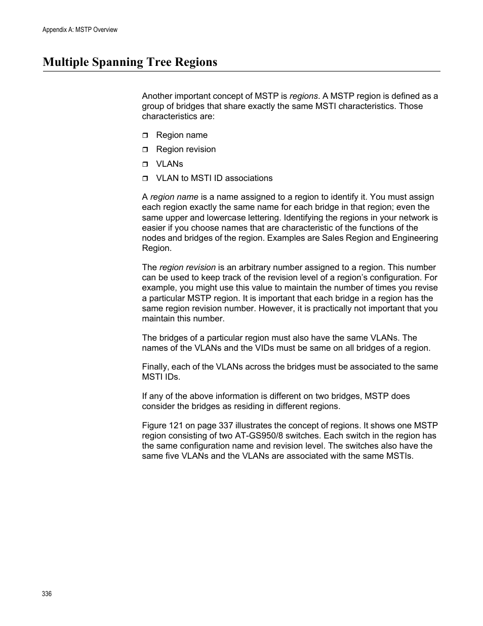 Multiple spanning tree regions | Allied Telesis AT-GS950/8 User Manual | Page 336 / 364