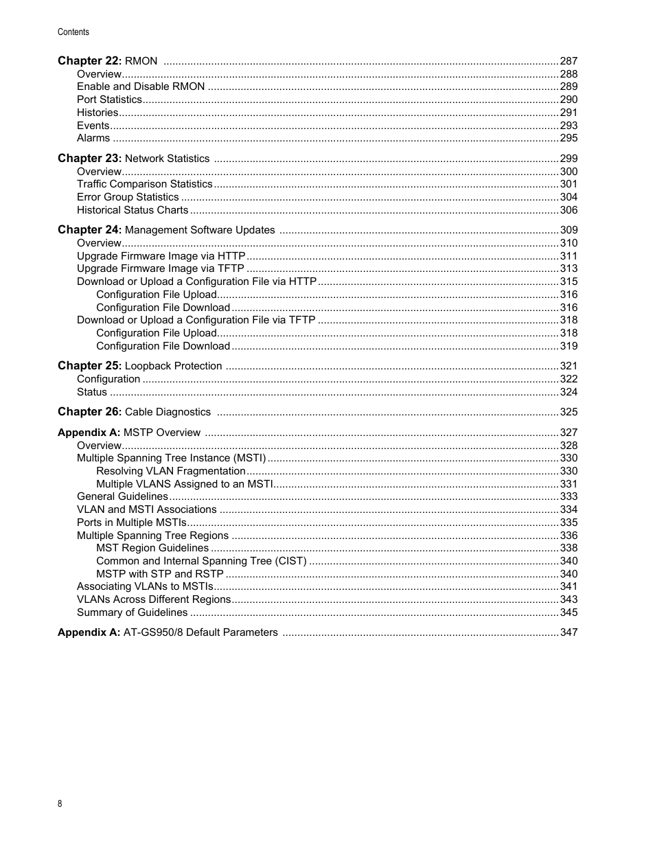 Allied Telesis AT-GS950/8 User Manual | Page 8 / 364