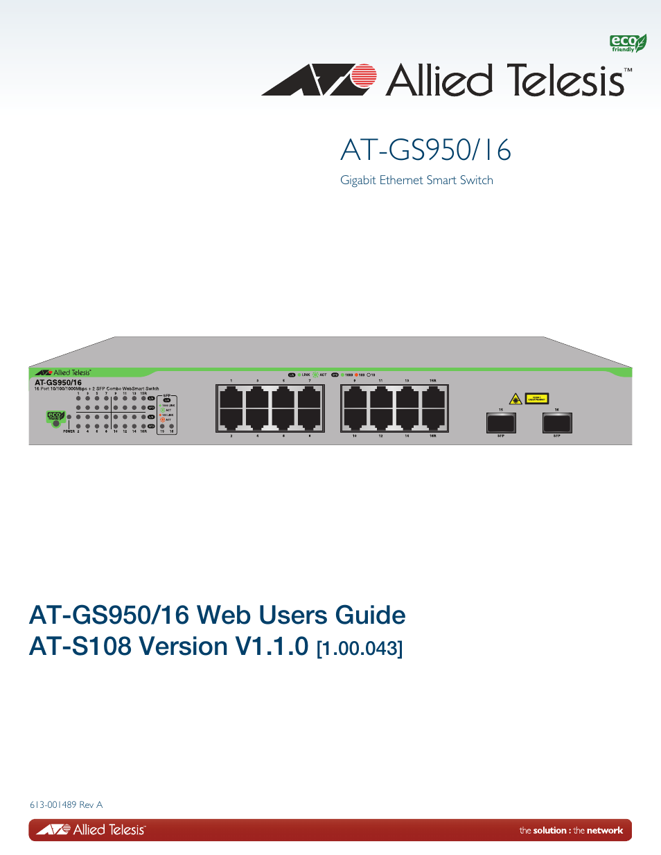 Allied Telesis AT-GS950/16 User Manual | 364 pages