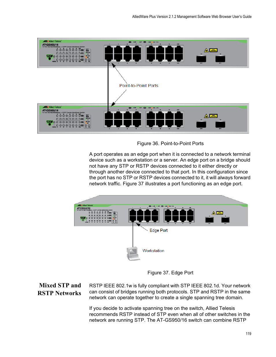 Mixed stp and rstp networks | Allied Telesis AT-GS950/16 User Manual | Page 119 / 364