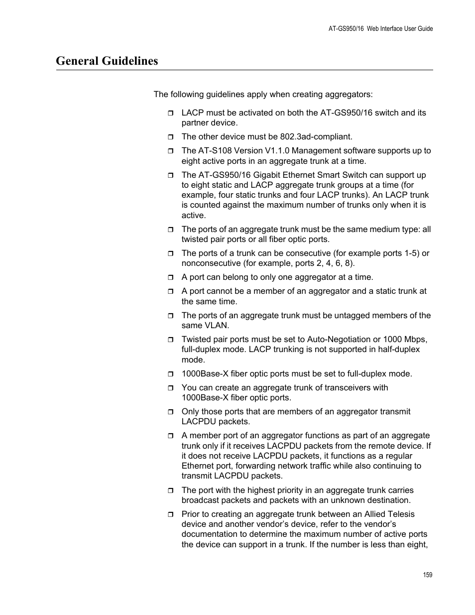 General guidelines | Allied Telesis AT-GS950/16 User Manual | Page 159 / 364