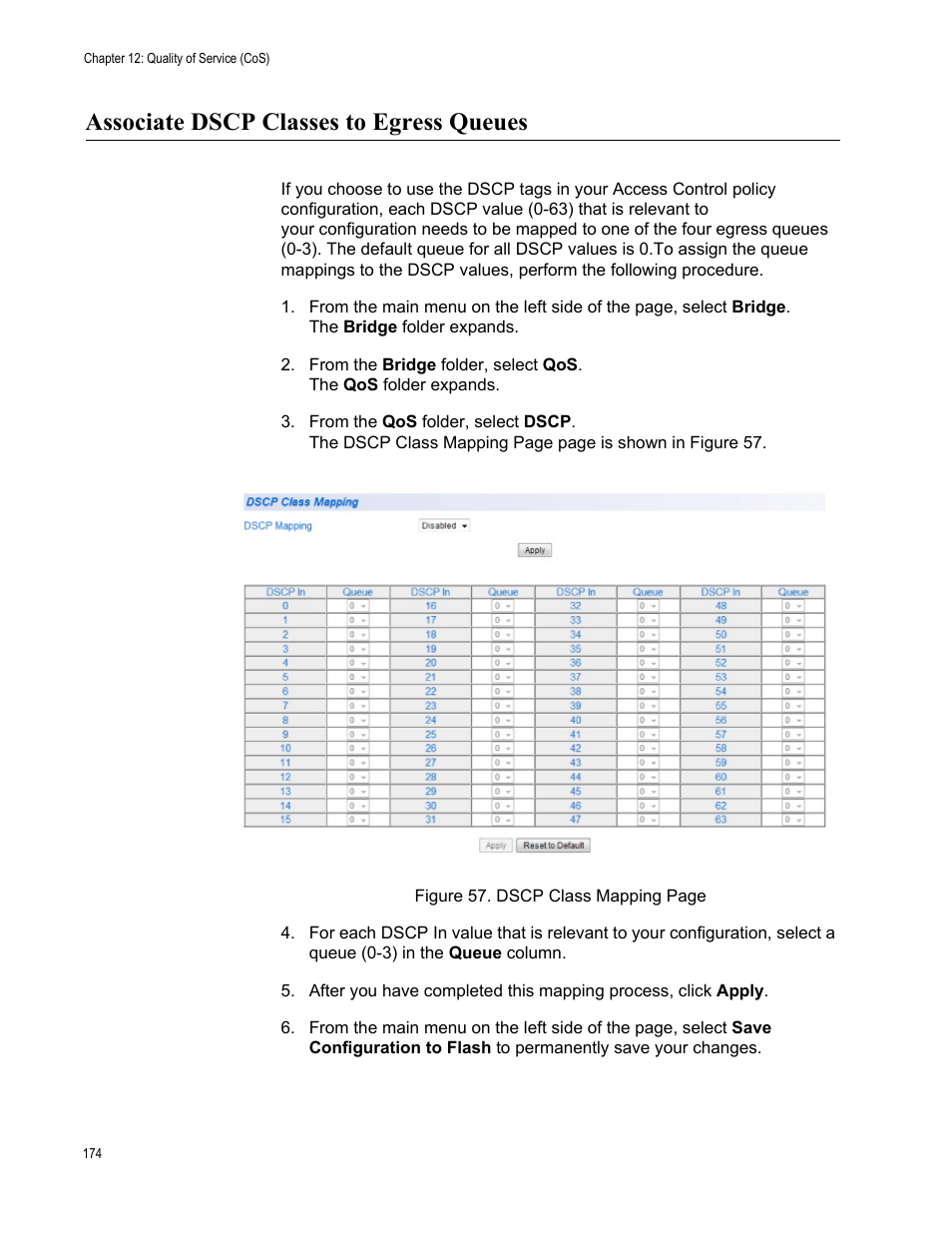 Associate dscp classes to egress queues | Allied Telesis AT-GS950/16 User Manual | Page 174 / 364
