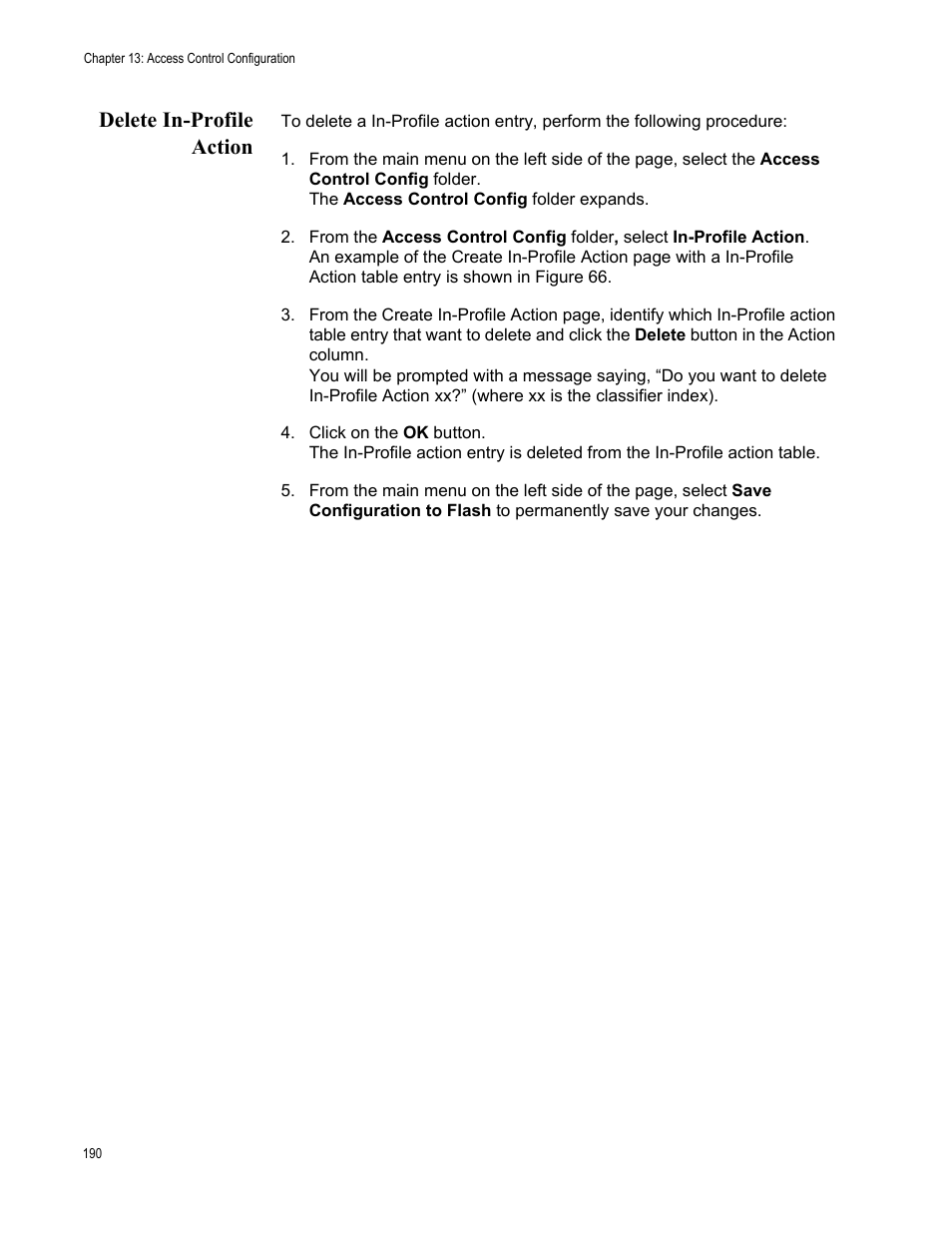 Delete in-profile action | Allied Telesis AT-GS950/16 User Manual | Page 190 / 364