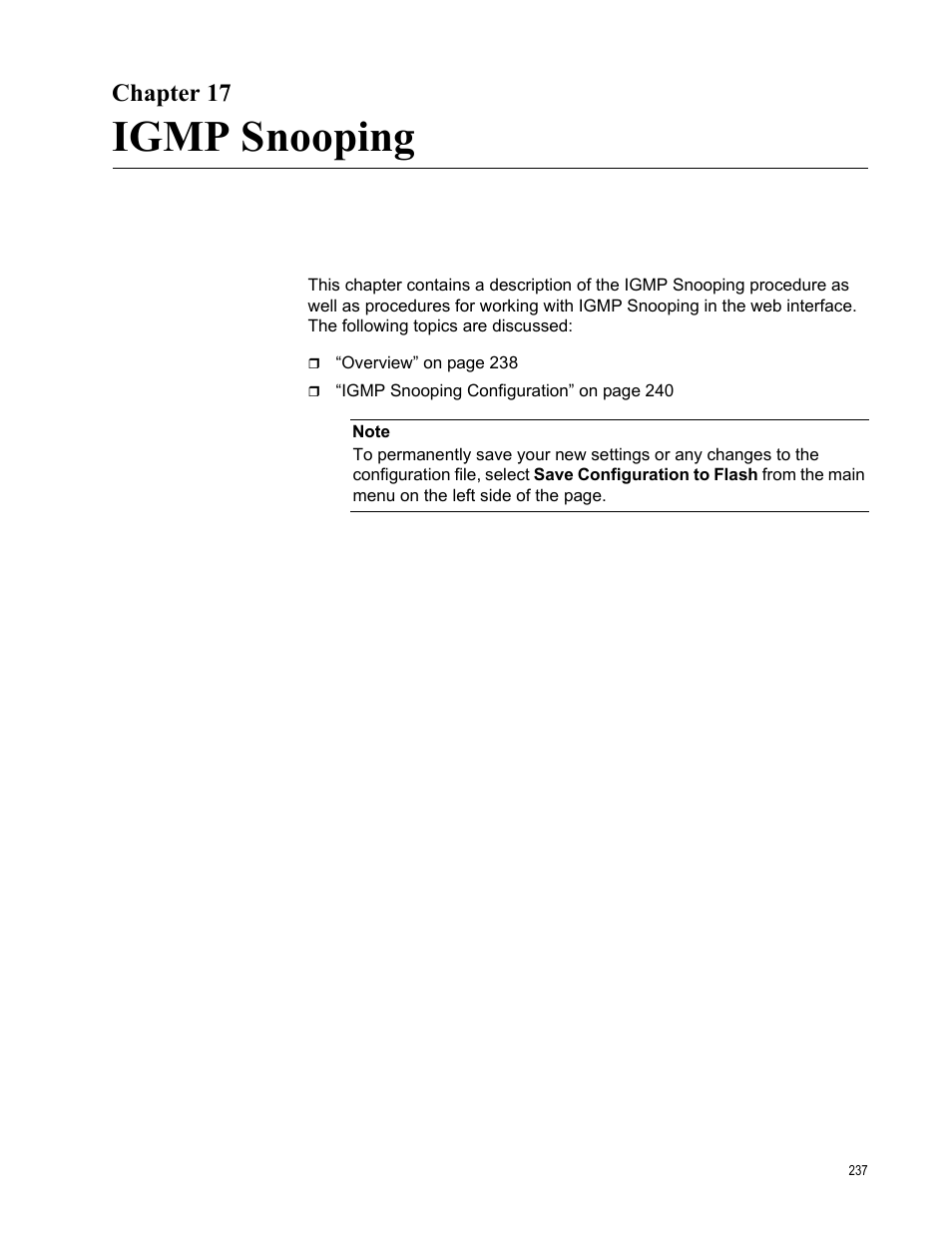 Chapter 17, Igmp snooping | Allied Telesis AT-GS950/16 User Manual | Page 237 / 364