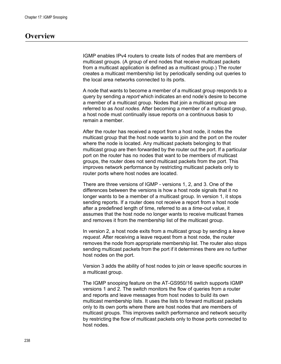 Overview | Allied Telesis AT-GS950/16 User Manual | Page 238 / 364