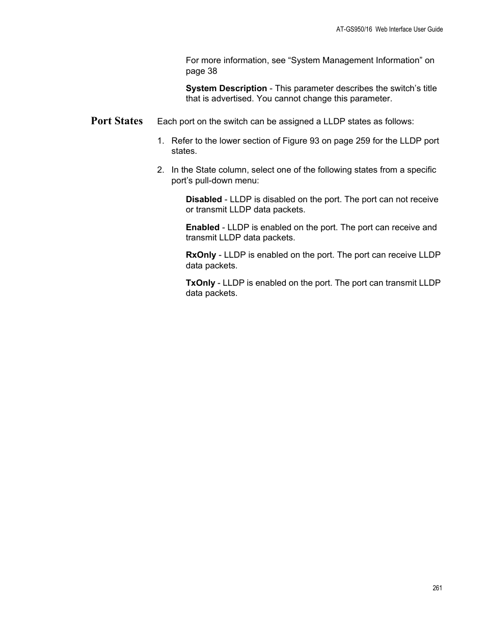 Port states | Allied Telesis AT-GS950/16 User Manual | Page 261 / 364