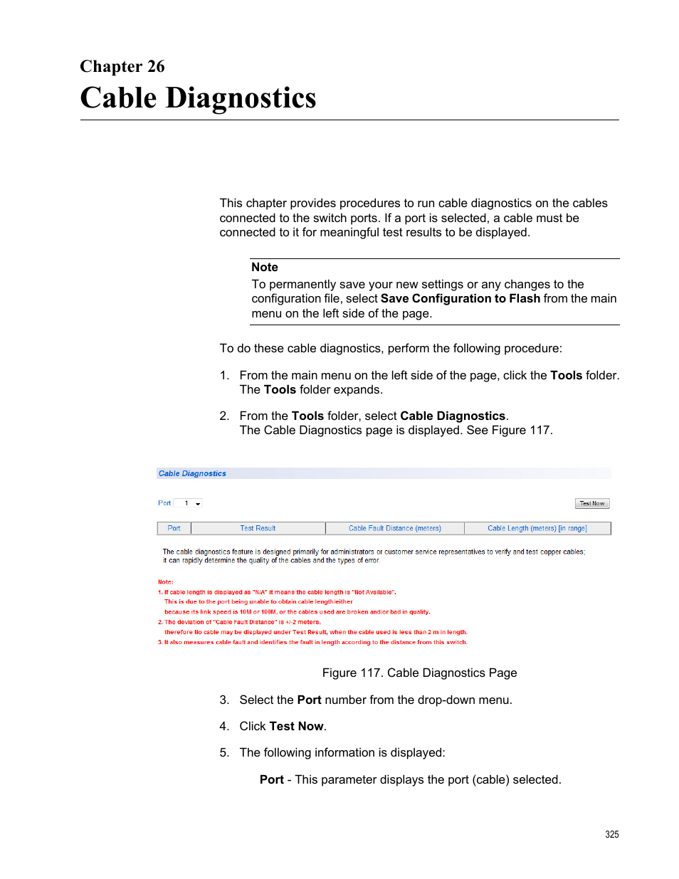 Chapter 26, Cable diagnostics | Allied Telesis AT-GS950/16 User Manual | Page 325 / 364